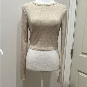 Windsor Cream Crop Fitted Long Sleeve Tee